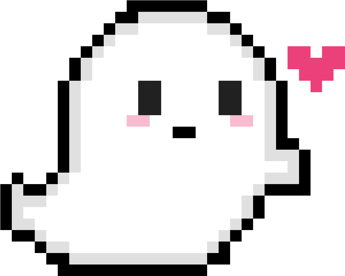 Pixelated Ghost With Heart