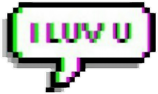 Pixelated I Love You Speech Bubble