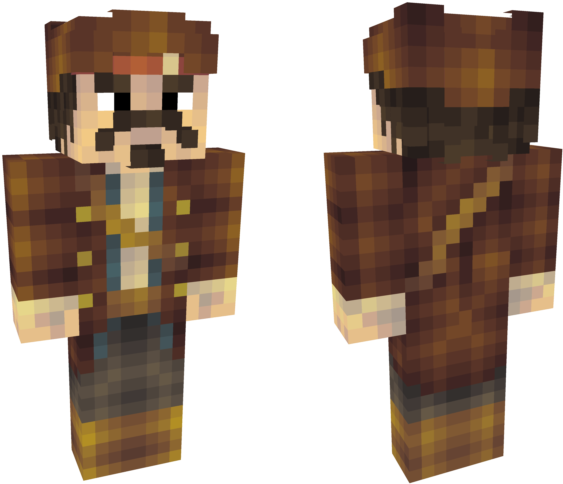 Pixelated Pirate Character Minecraft Style