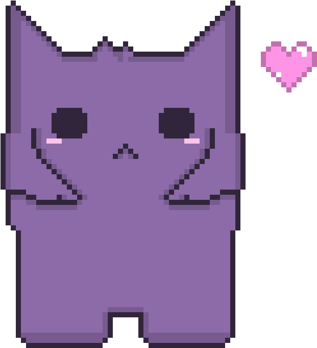 Pixelated Purple Catwith Heart