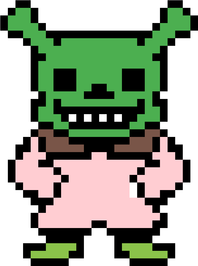 Pixelated Shrek Character Art