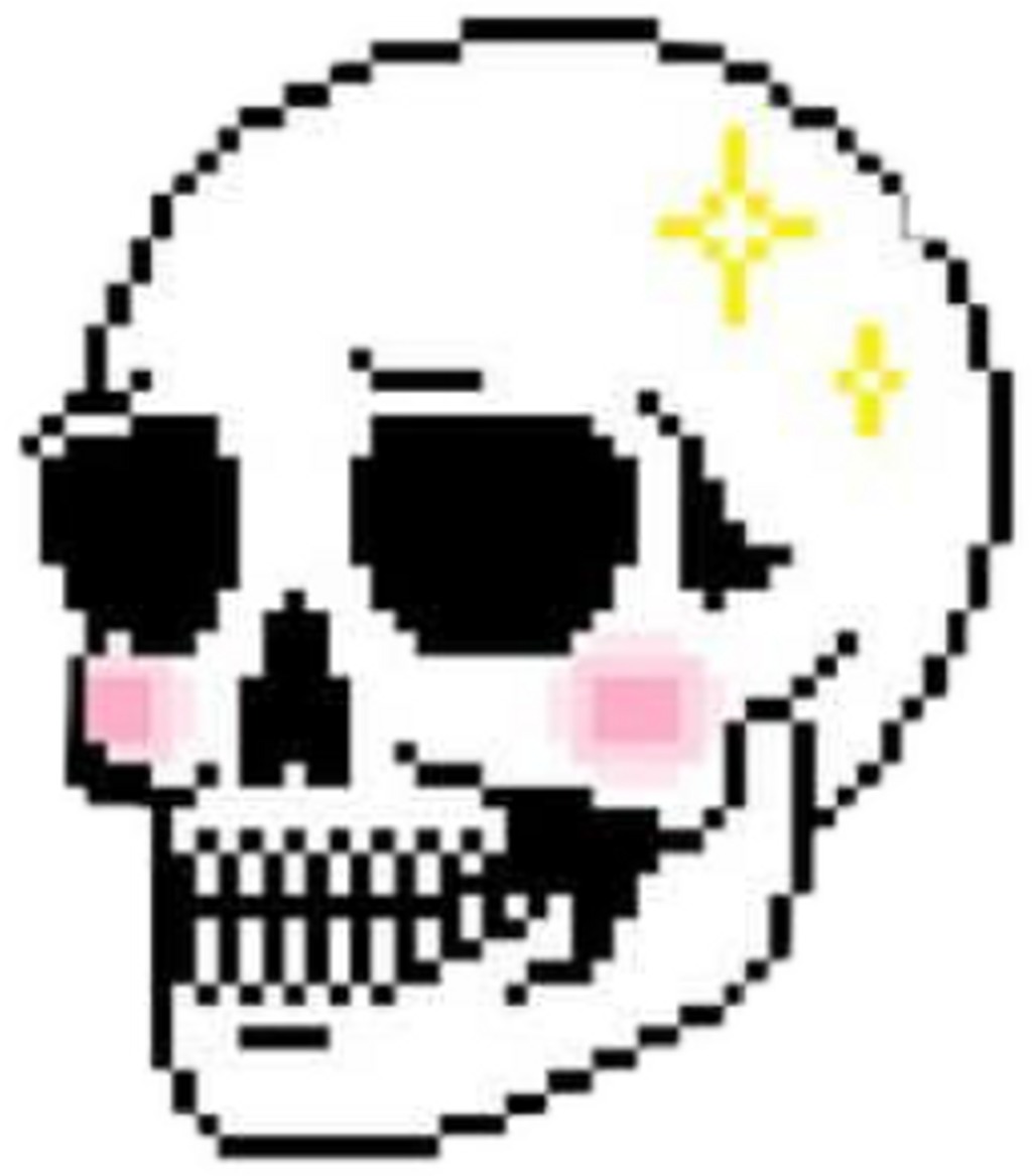 Pixelated Skullwith Pink Cheeks