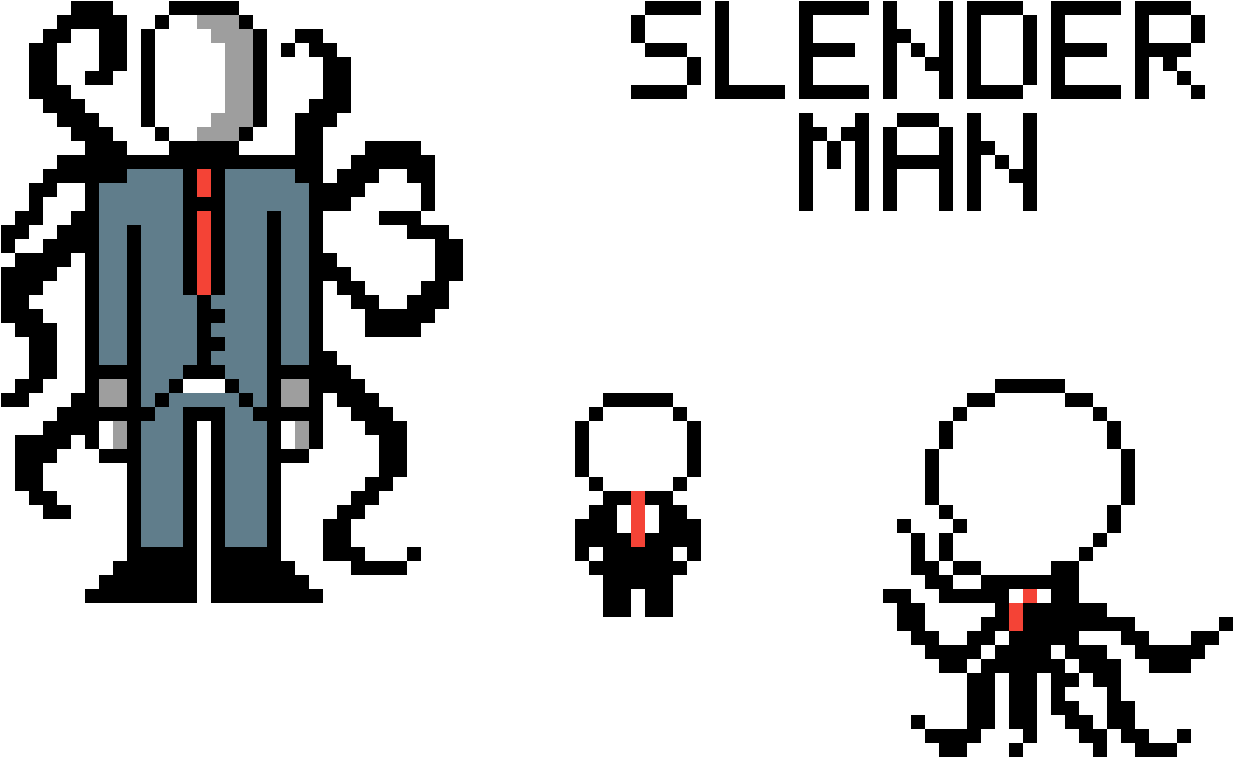 Pixelated Slender Manand Characters