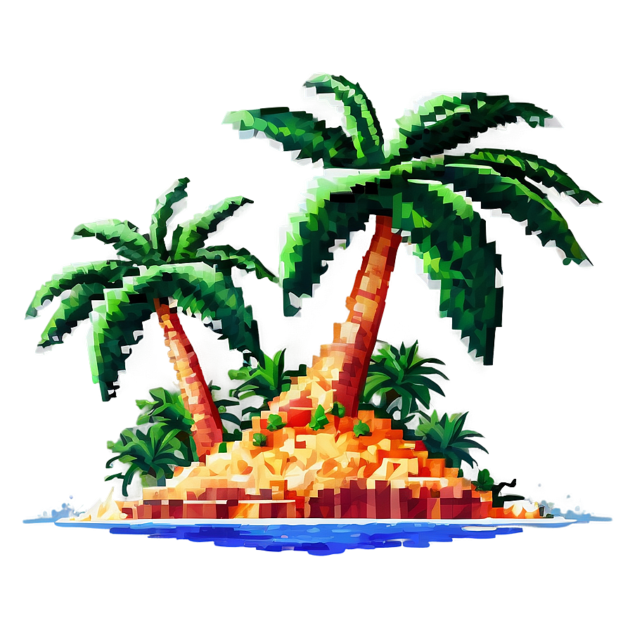 Pixelated Tropical Island Png Cag