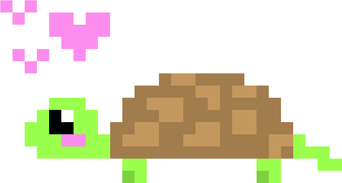 Pixelated Turtlewith Hearts