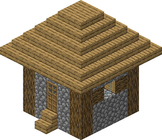 Pixelated Wooden House Isometric View