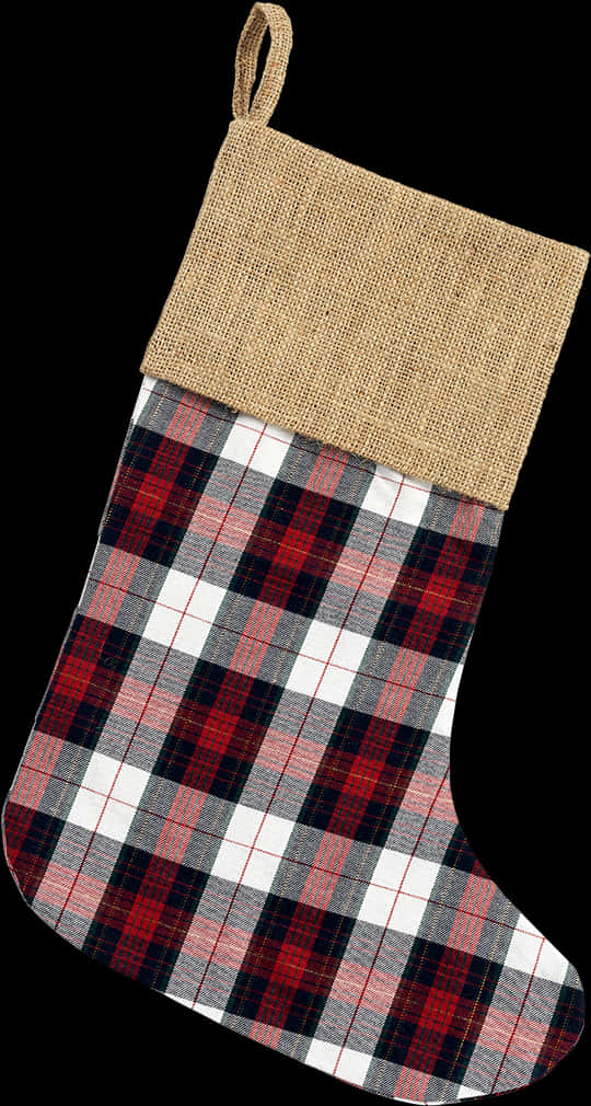 Plaid Christmas Stocking Isolated