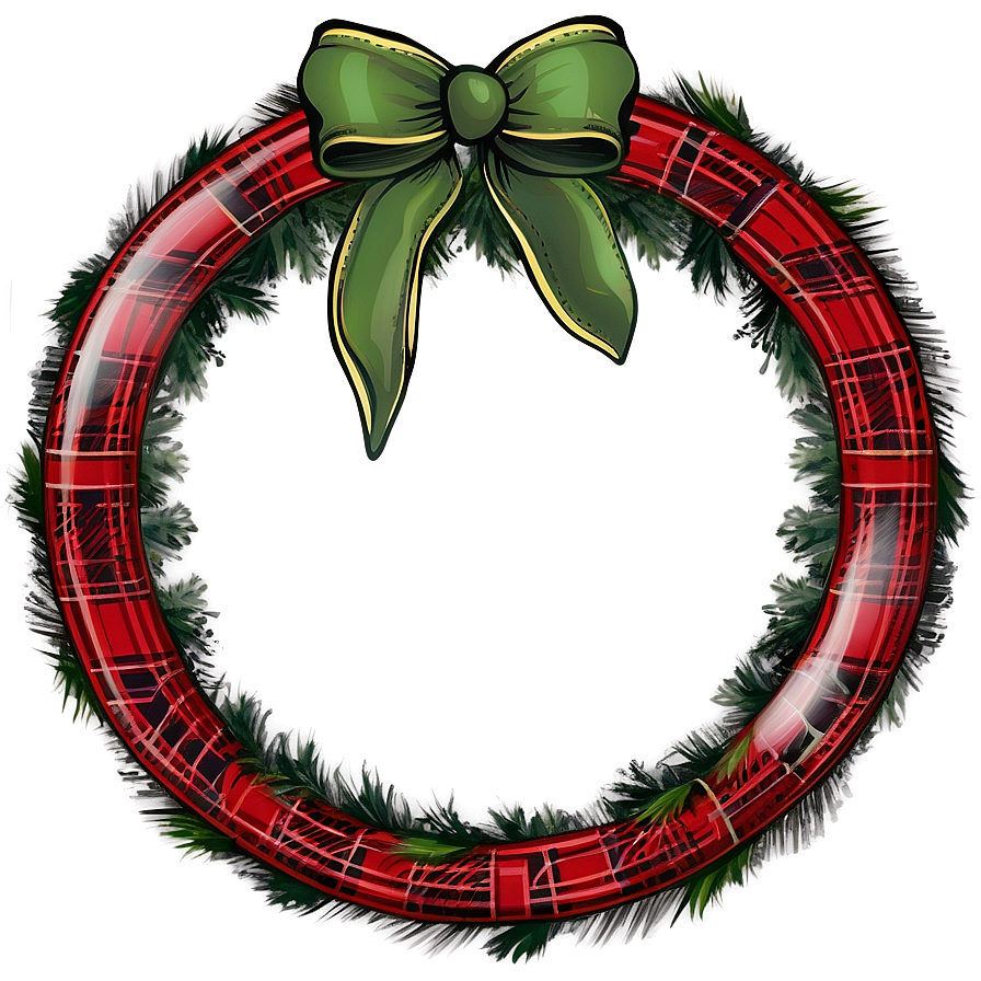 Plaid Christmas Wreath Png Ybh