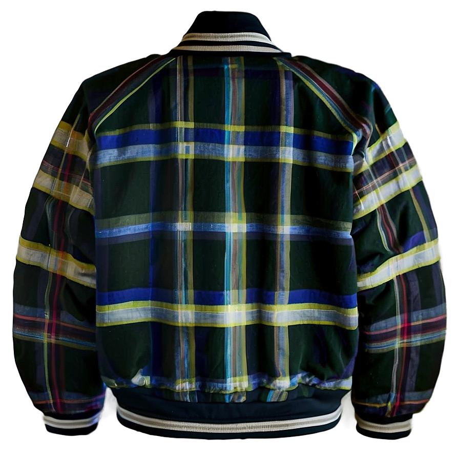 Plaid Pattern Bomber Jacket Png 06282024