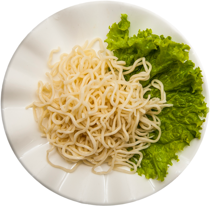 Plain Cooked Noodleson Platewith Lettuce