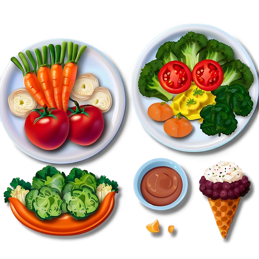 Plate Of Food With Vegetables Png 66