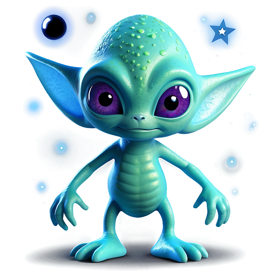 Playful Cute Alien With Stars Png Ydf