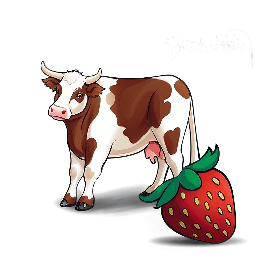 Playful Strawberry Cow Png Vwr51