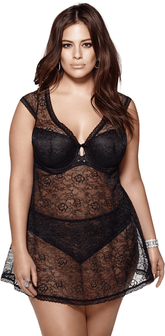 Plus Size Black Lace Lingerie