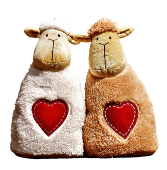 Plush Sheep With Hearts Toy Figurines