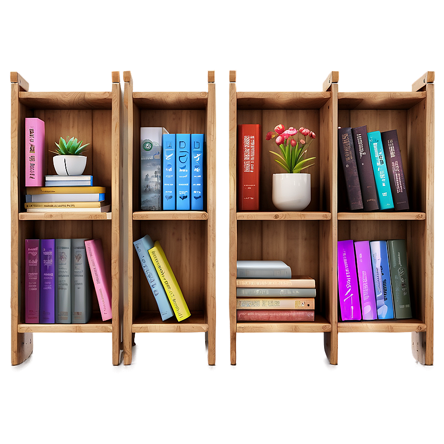 Poetry Books On Wooden Shelf Png Mgt48