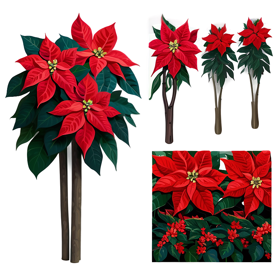 Poinsettia Decor Pieces Png 06122024