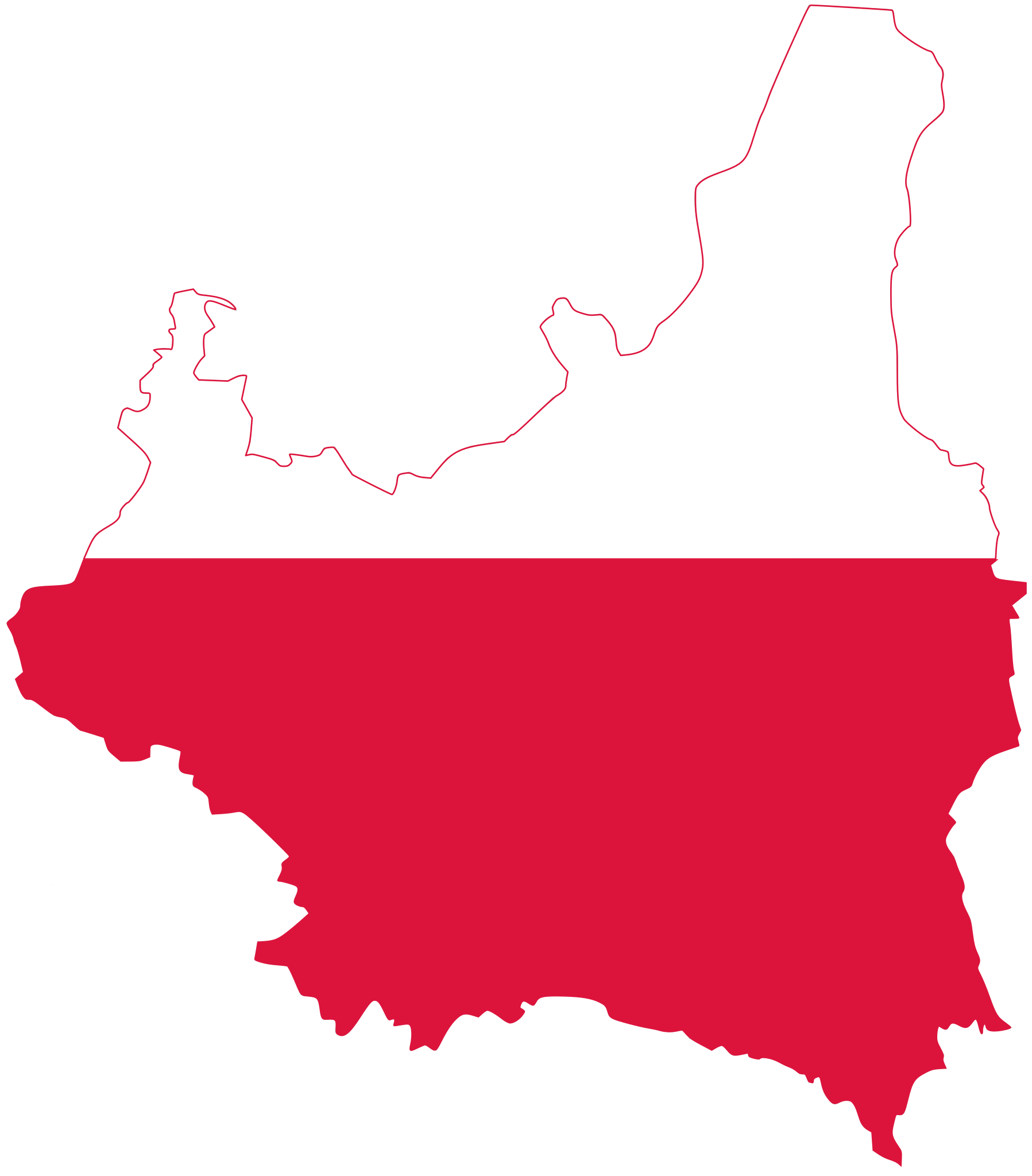 Poland Flag Map Outline