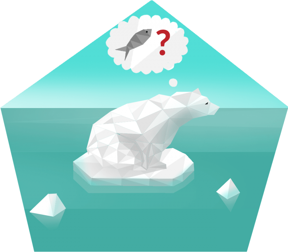 Polar Bear Thinking About Fish Illustration