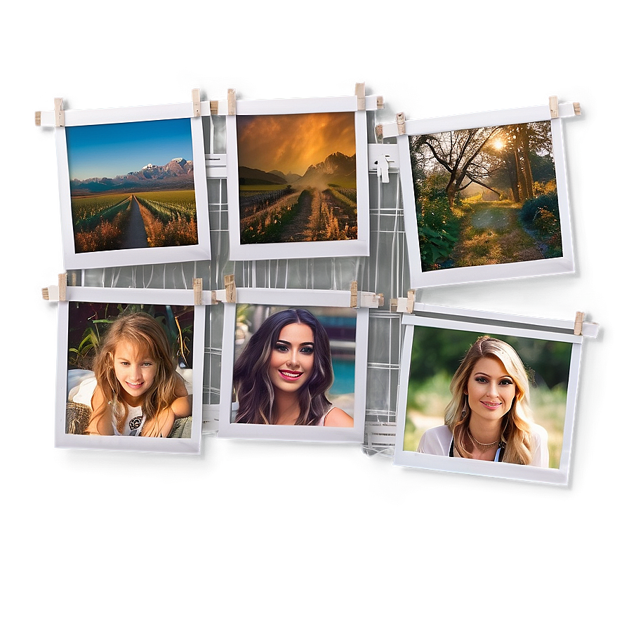 Polaroid Wall Collage Template Png Gvl