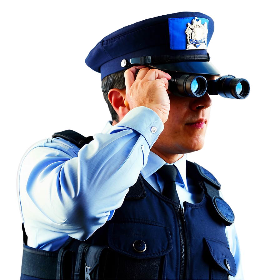 Police Officer With Binoculars Png 4