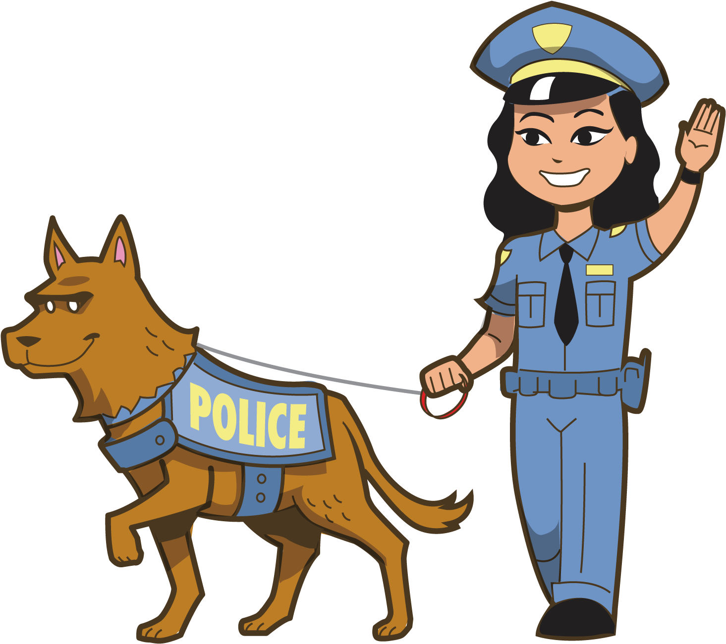 Police Officerand K9 Unit Cartoon