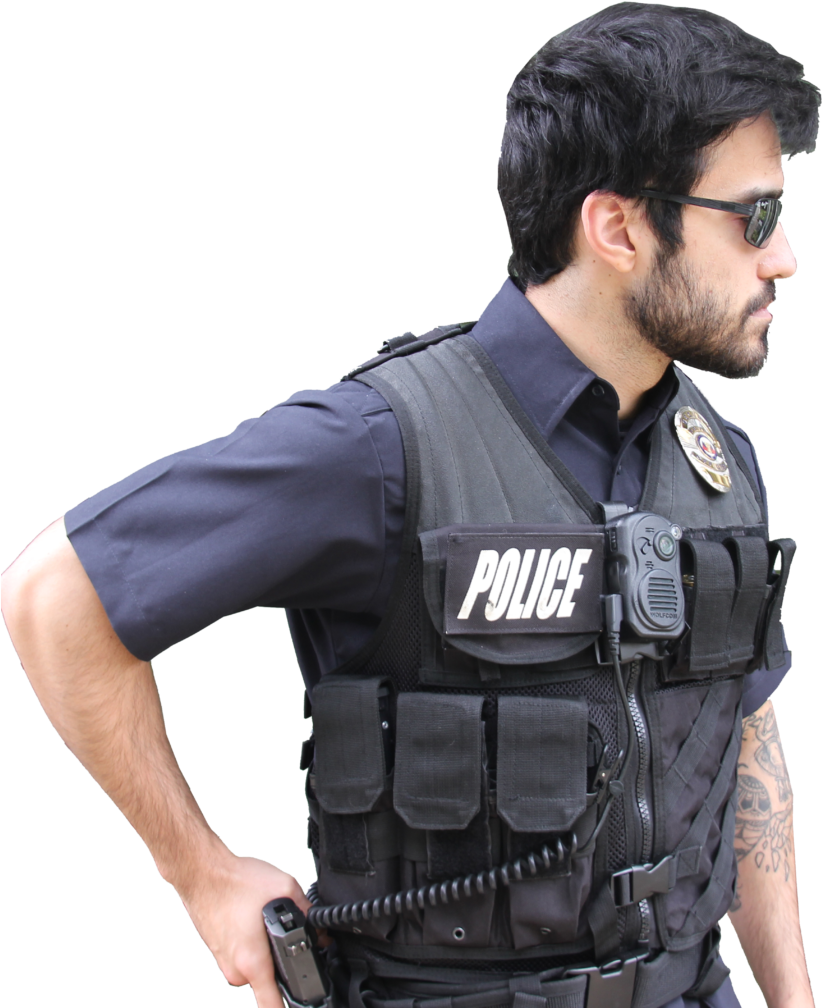 Policemanin Uniform With Gear