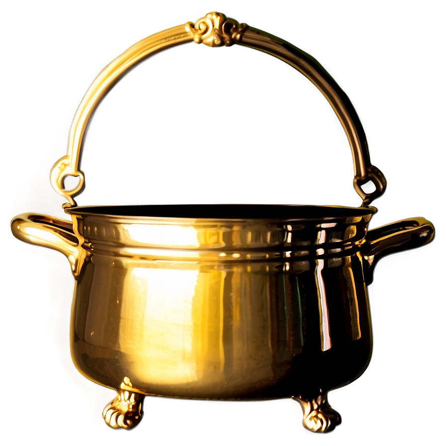 Polished Brass Cooking Pot Png 06122024