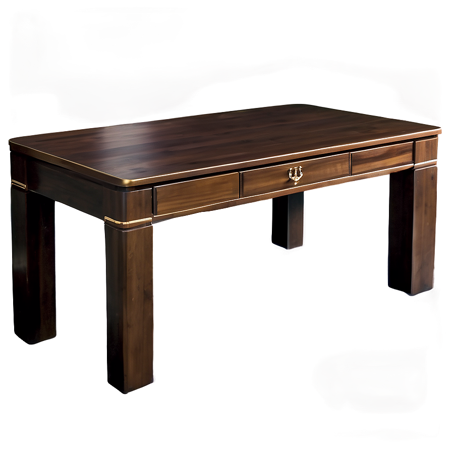 Polished Brown Wooden Desk Png 06202024