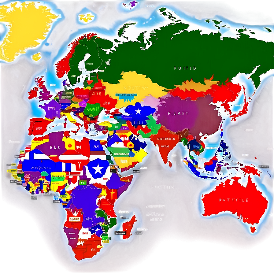 Political World Map Colorful Png Ndm