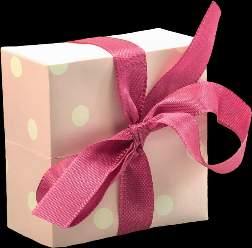 Polka Dot Gift Boxwith Pink Ribbon