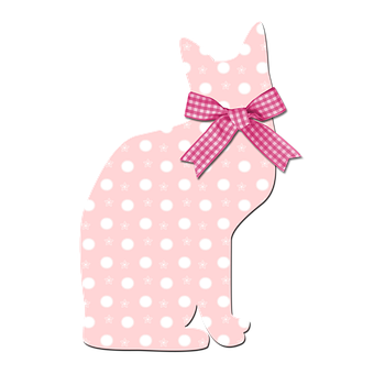 Polka Dot Pink Cat Illustration