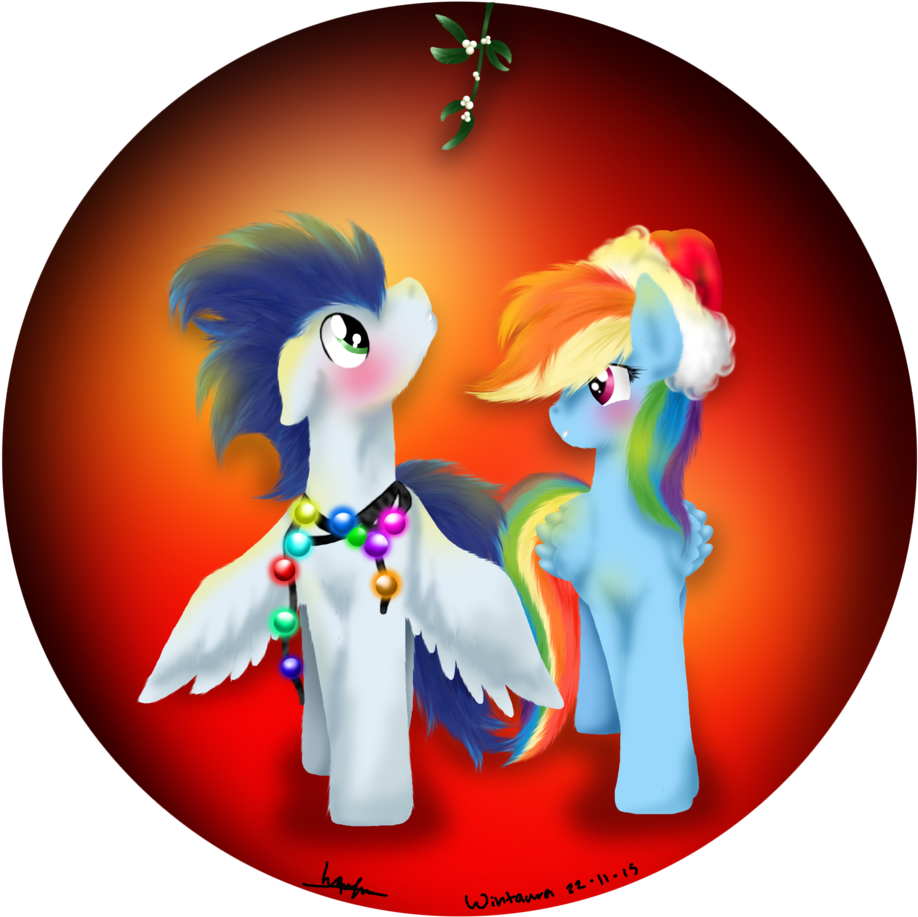 Ponies Under Mistletoe_ Holiday Art