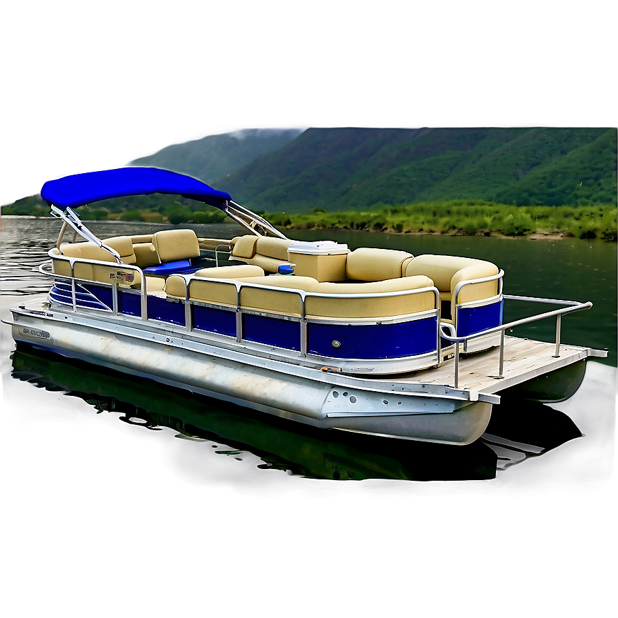 Pontoon Boat On Mountain Lake Png Otp