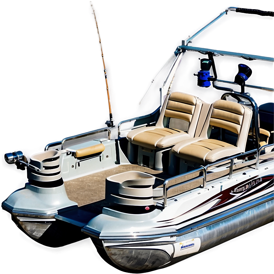 Pontoon Boat With Fishing Rod Holders Png Sla82