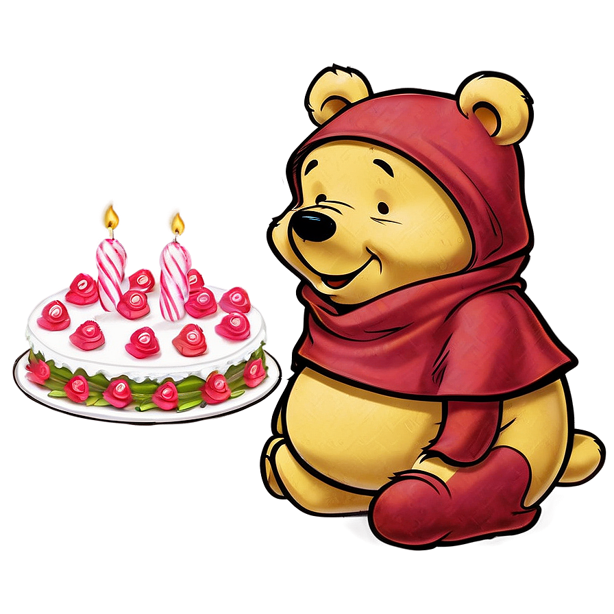 Pooh Bear With Cake Png 36