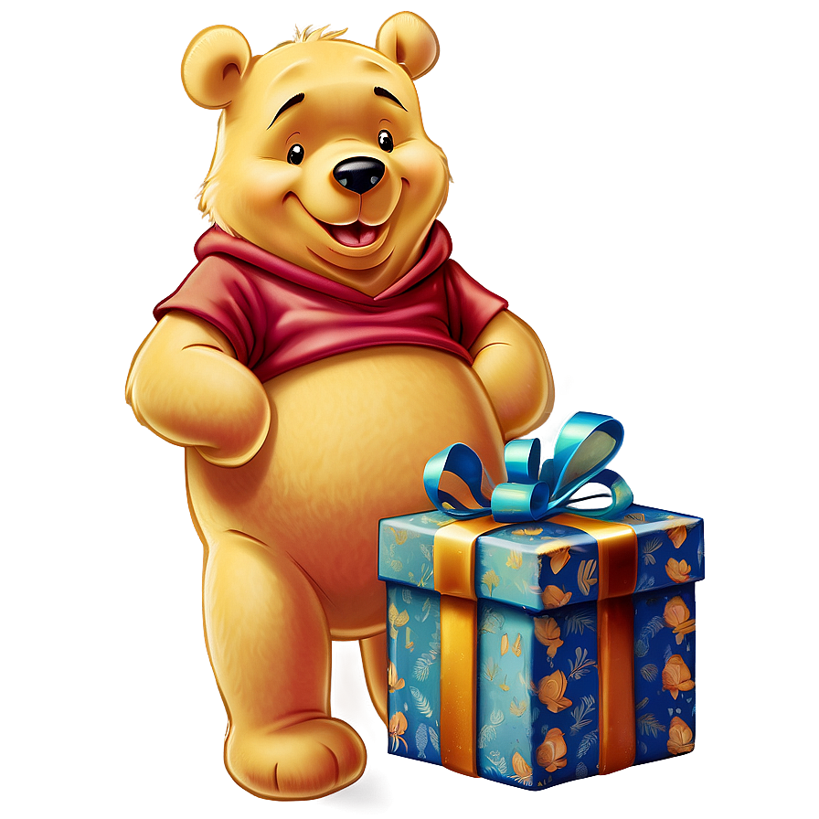 Pooh Bear With Gift Png Xsw11