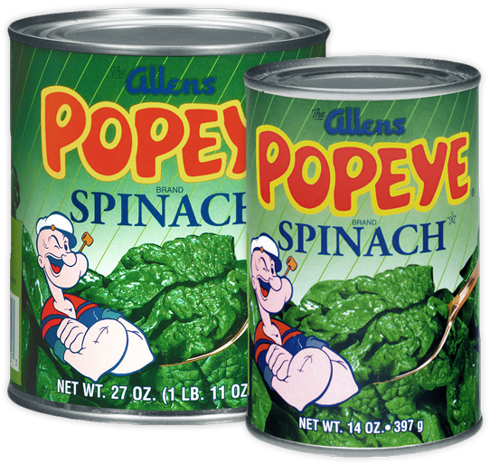 Popeye Spinach Cans Branding