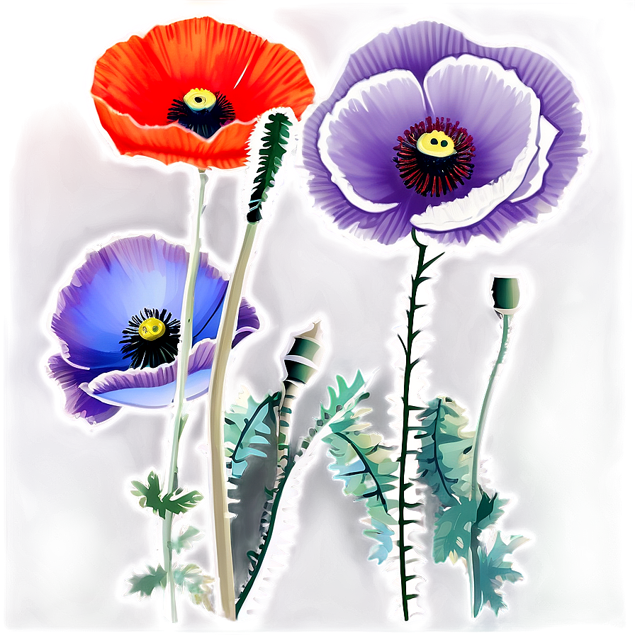 Poppy Floral Border Png 30