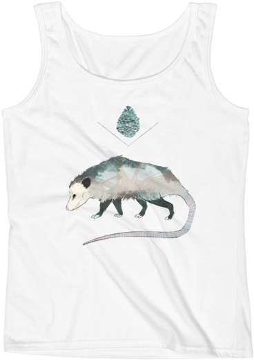 Possum Print White Tank Top