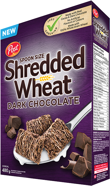 Post Shredded Wheat Dark Chocolate Cereal Box