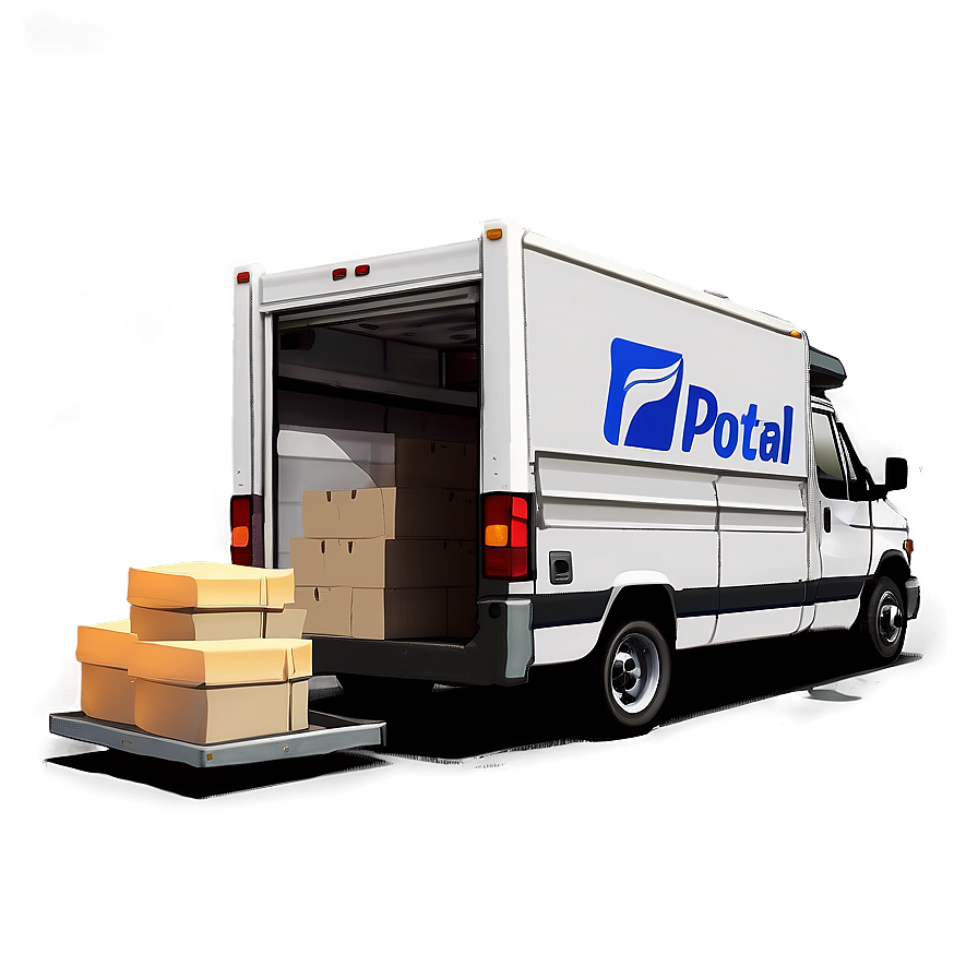 Postal Worker Loading Mail Truck Png 06282024