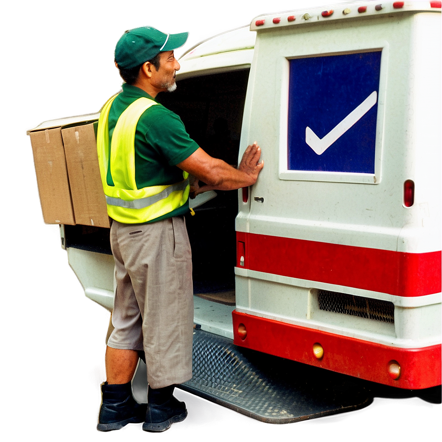 Postal Worker Loading Mail Truck Png Stw13