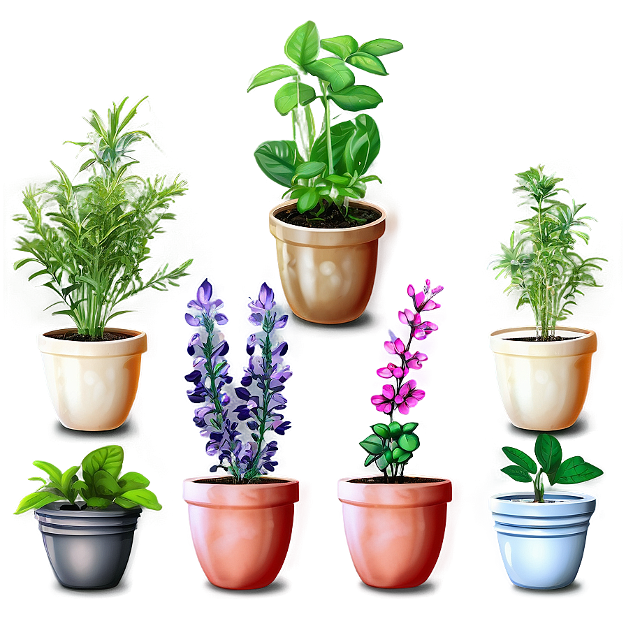 Potted Herbs Collection Png Fxy