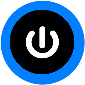 Power Button Icon Blue Black Background