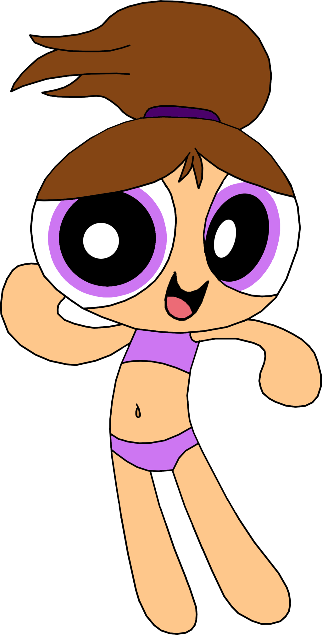 Powerpuff Girl Brown Hair Purple Outfit