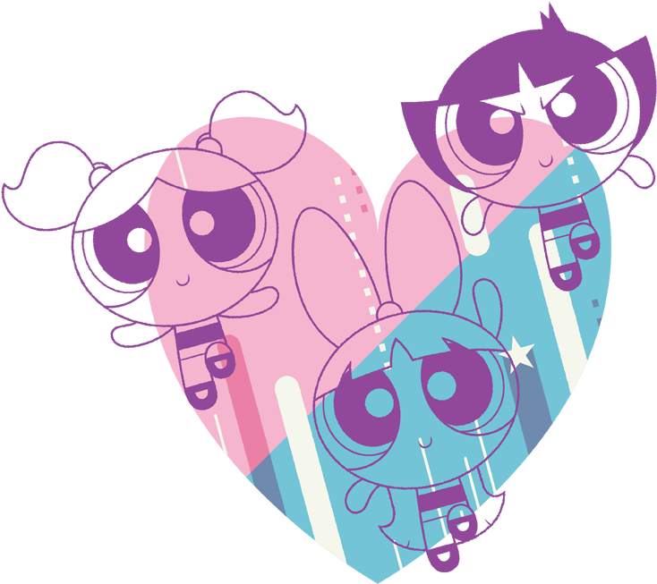 Powerpuff Girls Heart Shaped Portrait