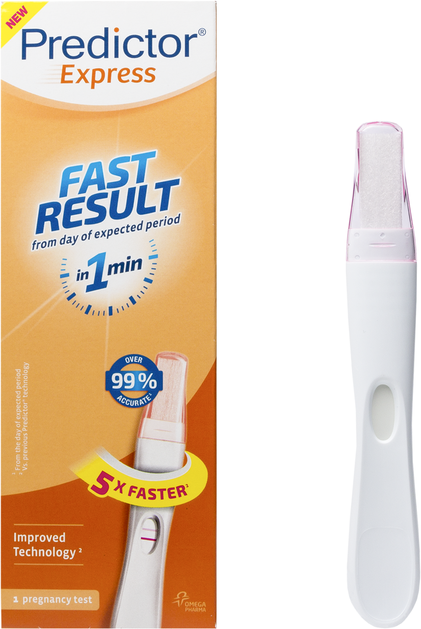 Predictor Express Pregnancy Test Packagingand Device