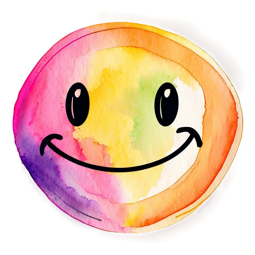 Preppy Smiley Face In Watercolor Png Hjm