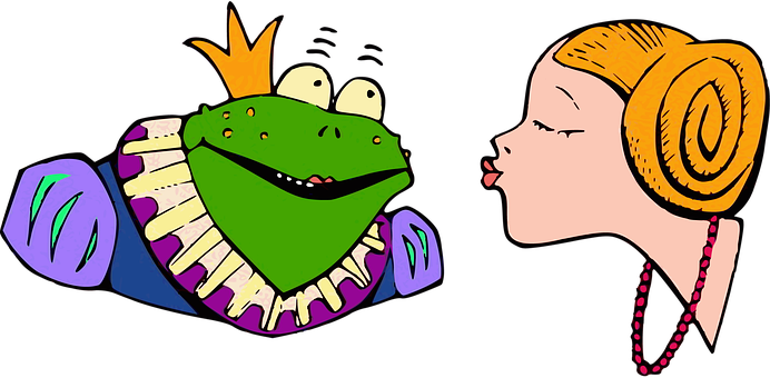 Princess Kissing Frog Cartoon